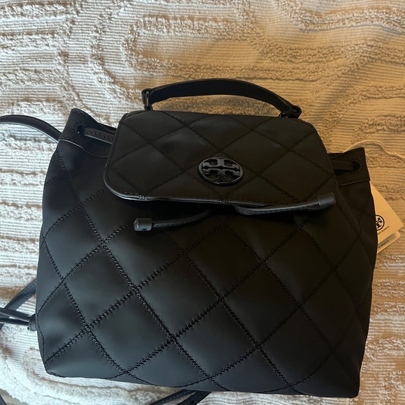 Tory Burch Quilted Willa Backpack Matte Black Like New - Picture 4 of 4